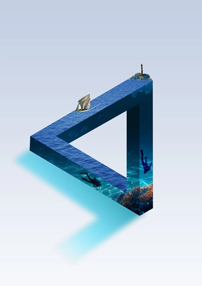 Triangle d'Hecher avec ambiance marine